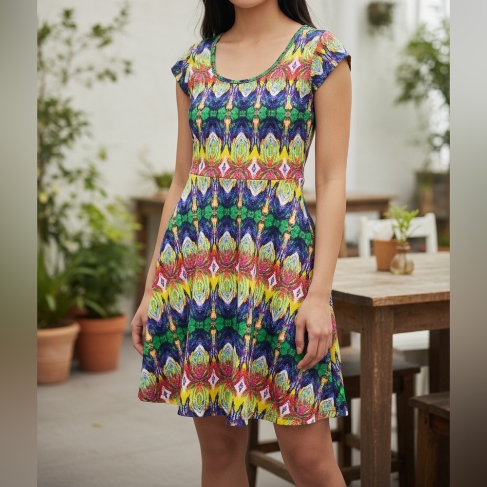Vibrant Multicolor Women's Midi Dress